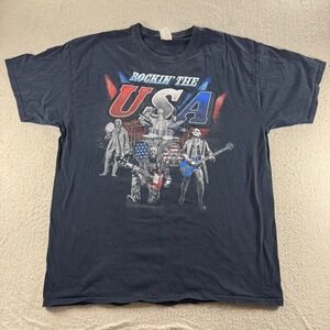 Fruit Of The Loom T-Shirt Mens XL Black Cotton Rockin' The Us Presidents Graphic